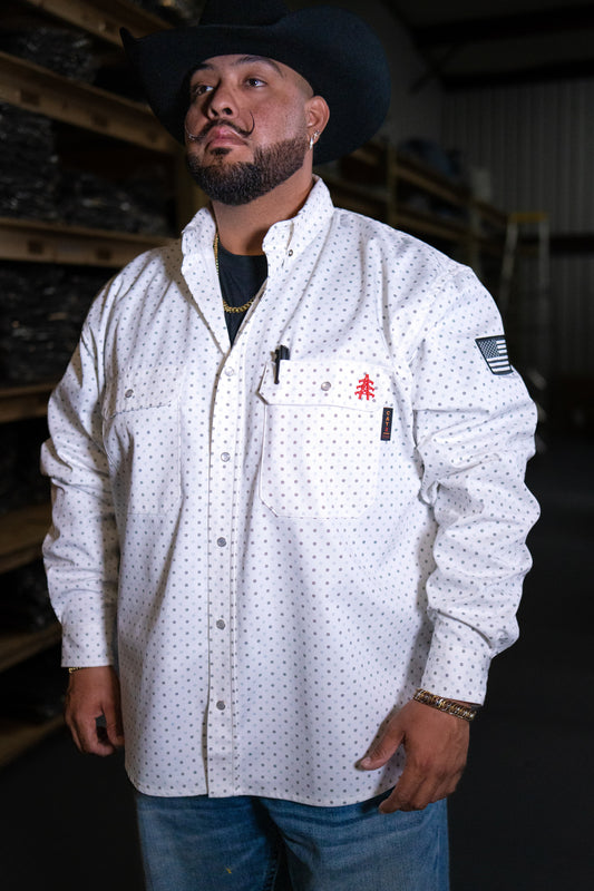 FR Pearl Snap Work Shirt - Phantom White
