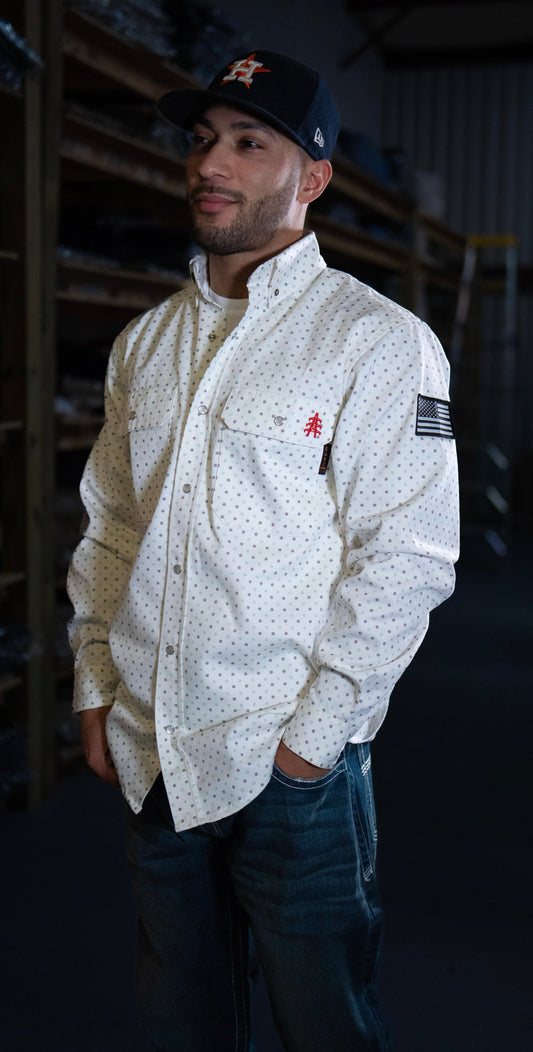 FR Pearl Snap Work Shirt - Phantom White